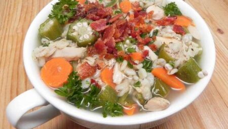 Turkey and Okra Soup with Barley and Bacon