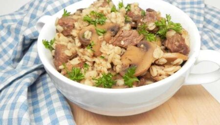 Instant Pot Beef, Mushroom, and Barley Bowl