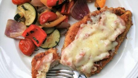 Keto Open-Faced Chicken Cordon Bleu